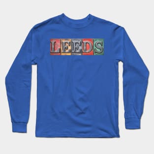 Leeds - Vintage AI Generated Street Sign Long Sleeve T-Shirt